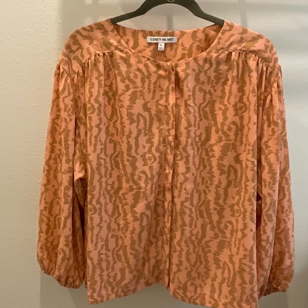Coral and beige animal print blouse